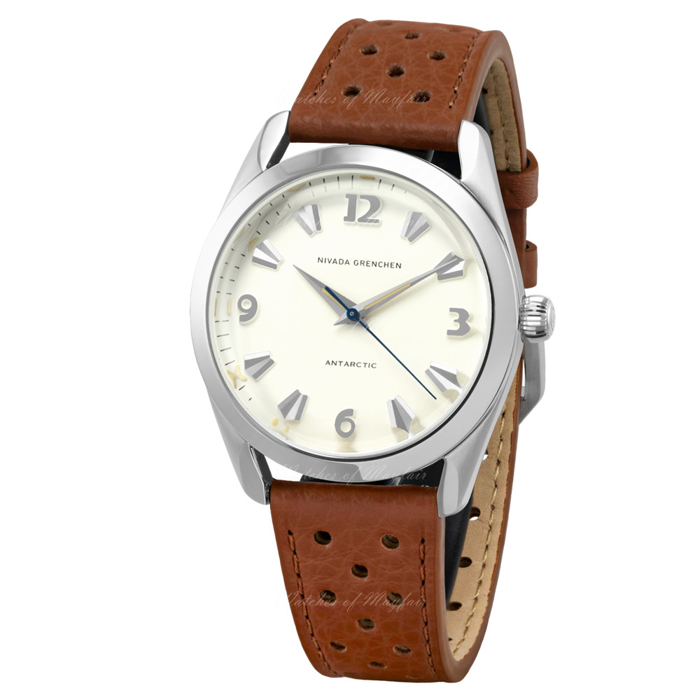 Nivada Grenchen Antarctic Eggshell Beige Luminova Brown Leather 38 mm 32080A23