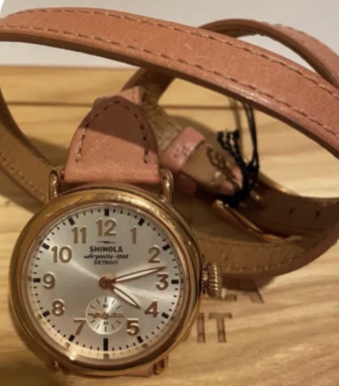SHINOLA DETROIT THE RUNWELL 36MM WATCH PINK LEATHER TRIPLEWRAP STRAP BIRDY NEW