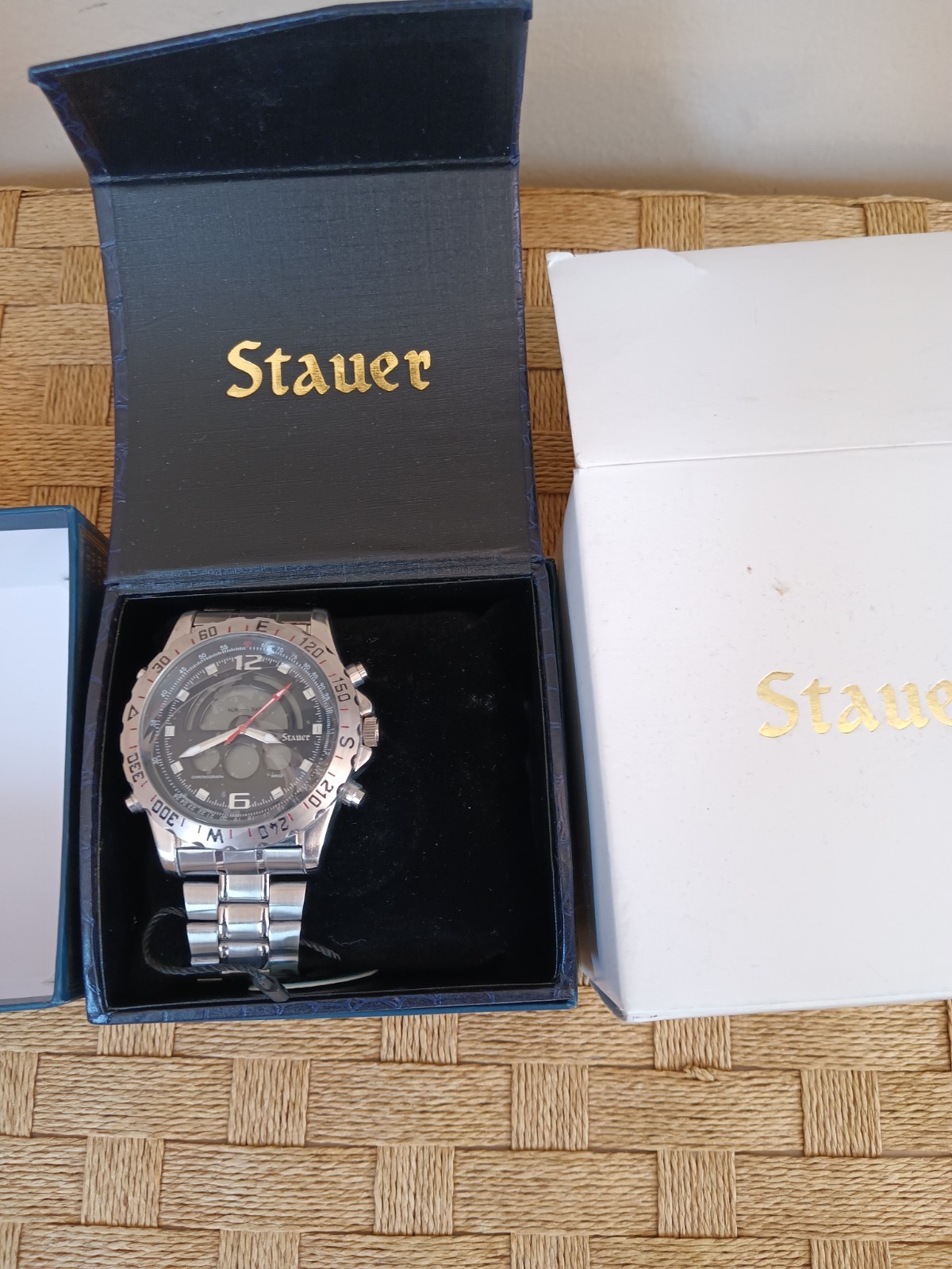 Stauer Jet-Setter Chronograph Watch Mens Stainless Steel Silver