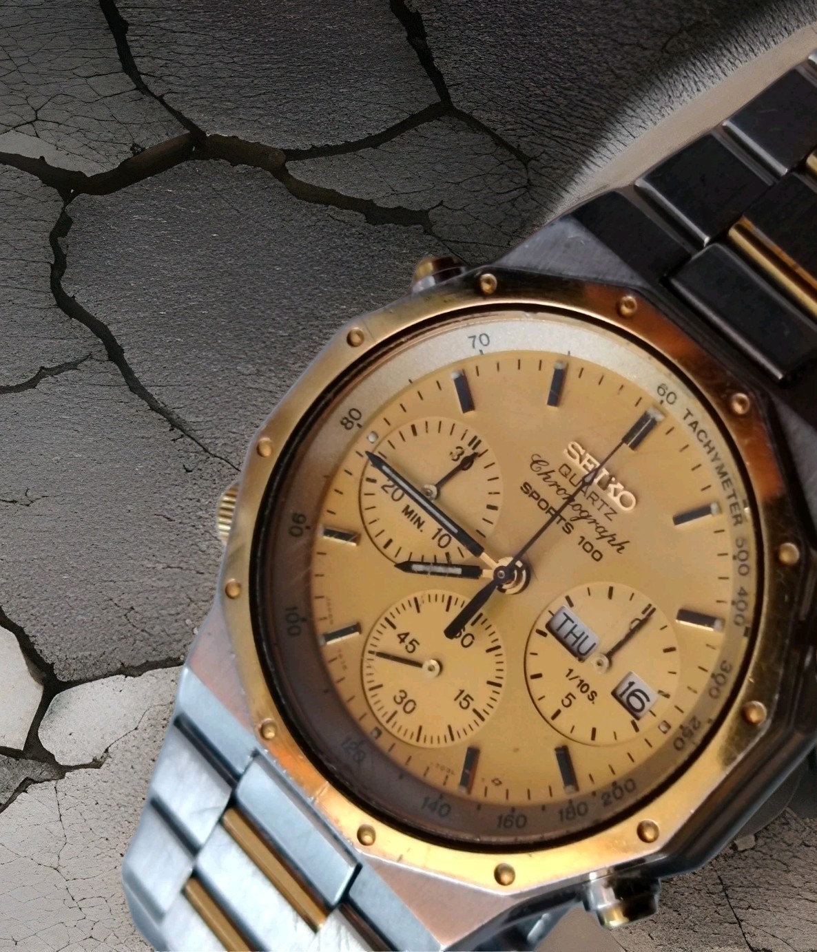 Seiko Chronograph Ref 7a38 702 A Royal Oak Quartz Vintage
