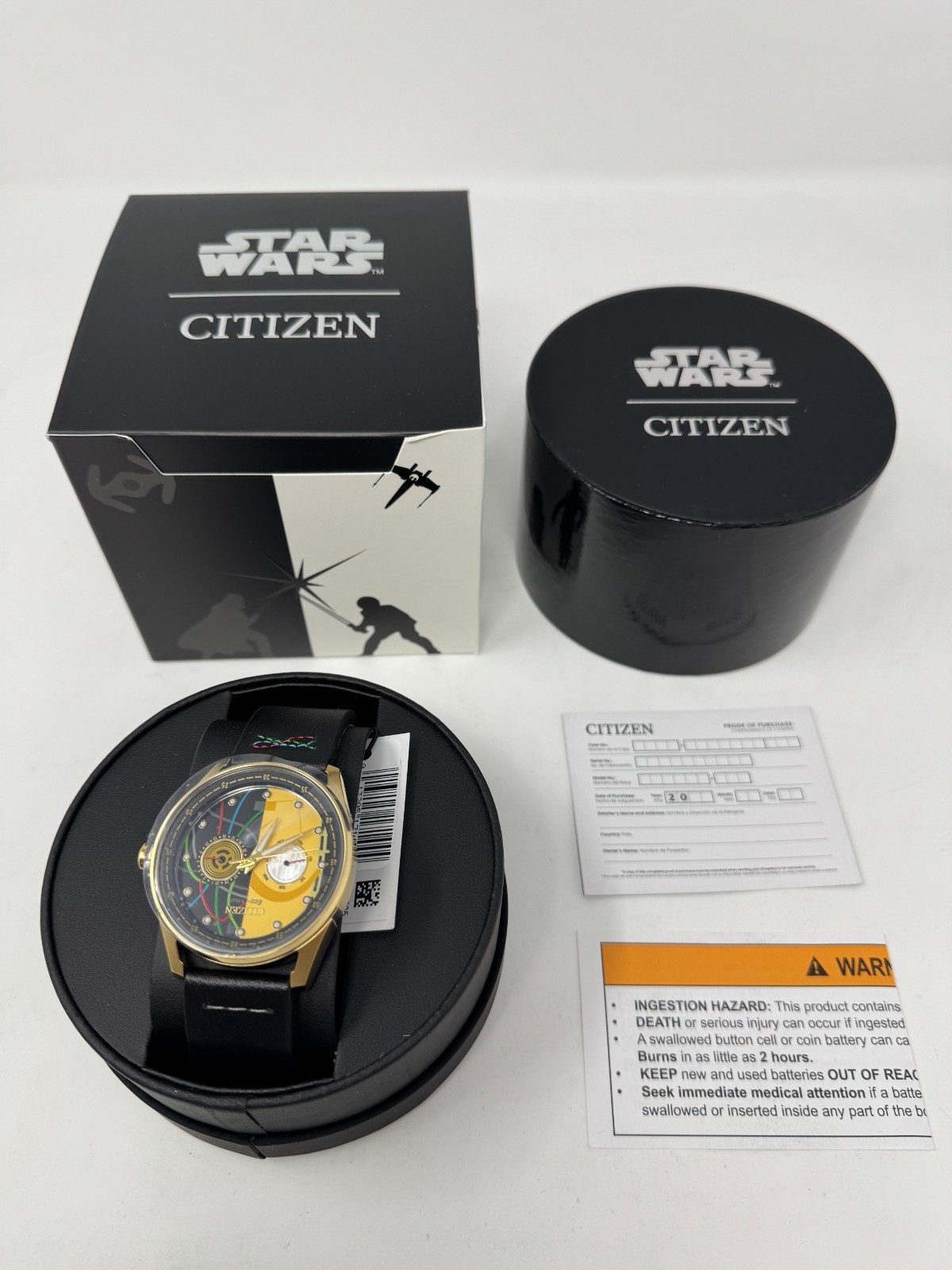 ✅New W/Tag✅ Citizen Star Wars C-3PO Rewired Eco-Drive Black Leather Strap Watch