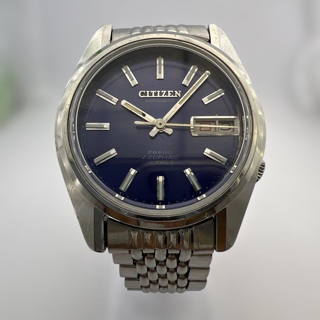 CITIZEN LEOPARD 1971 Automatic Purple Dial Day Date Vintage Mens Watch 19cm