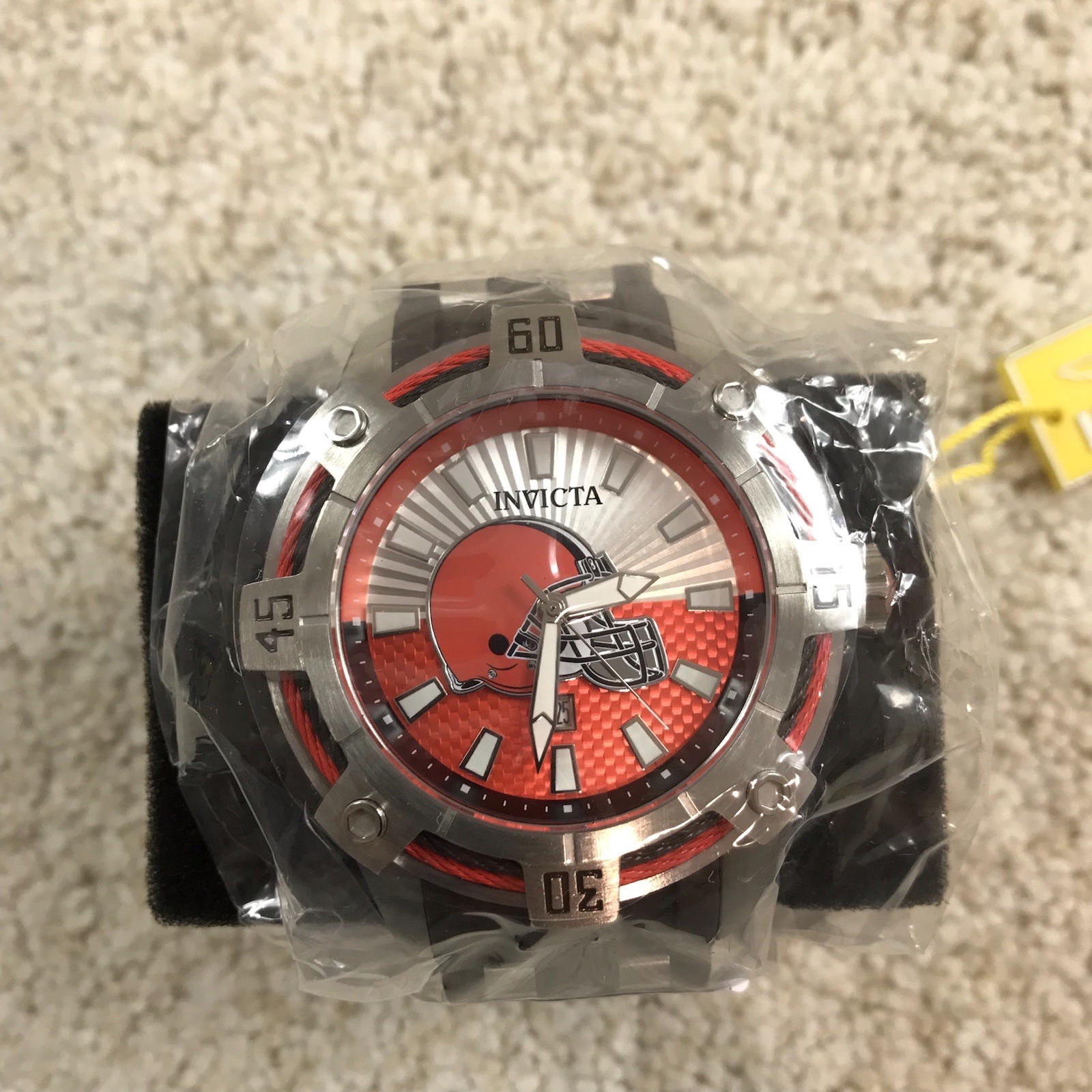Invicta Cleveland Browns Watch Mens 52mm Brown Steel Orange 42075