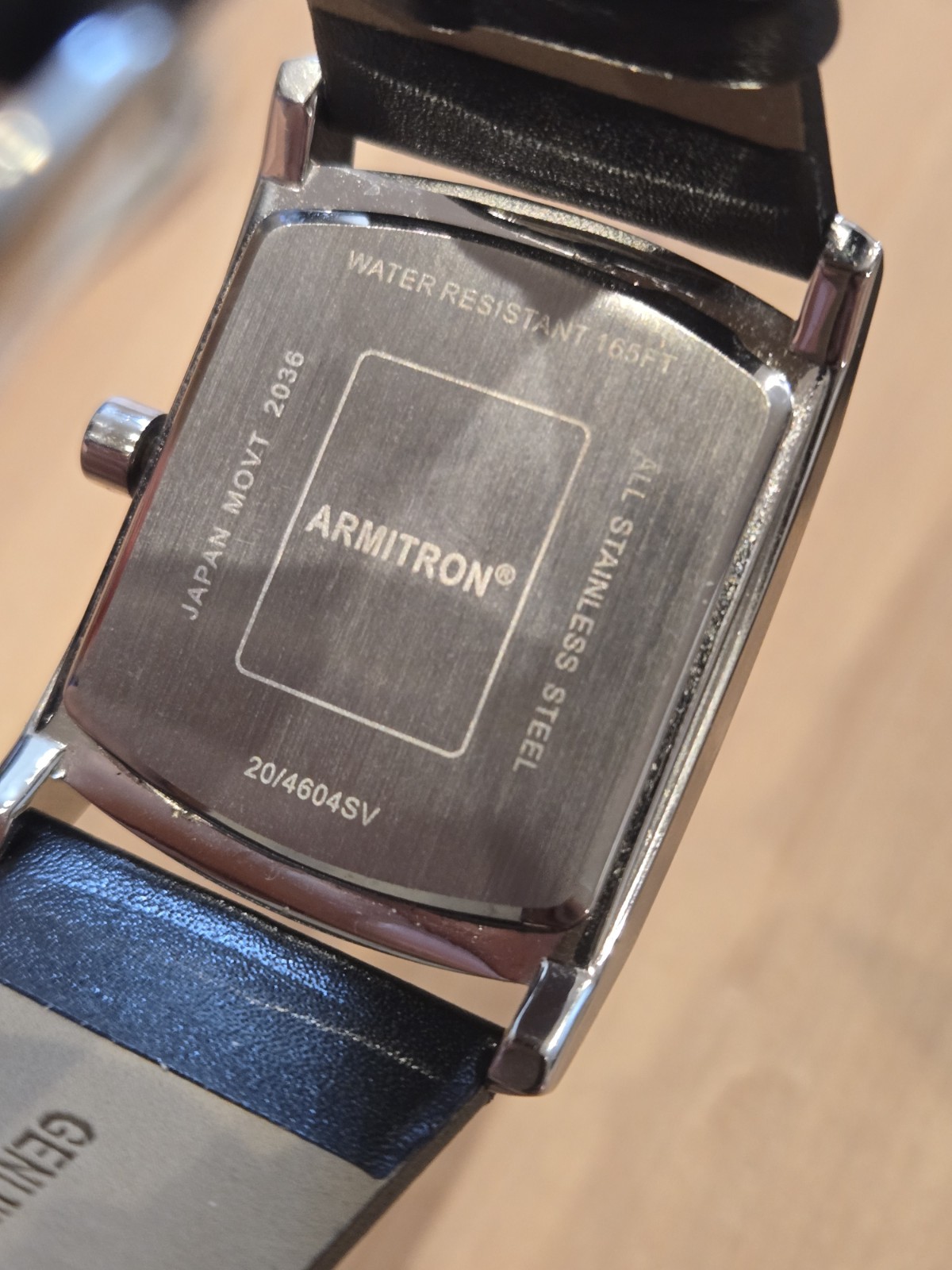 Armitron Men’s Wristwatch Rectangle Black Dial Gemstone Markers Leather Strap