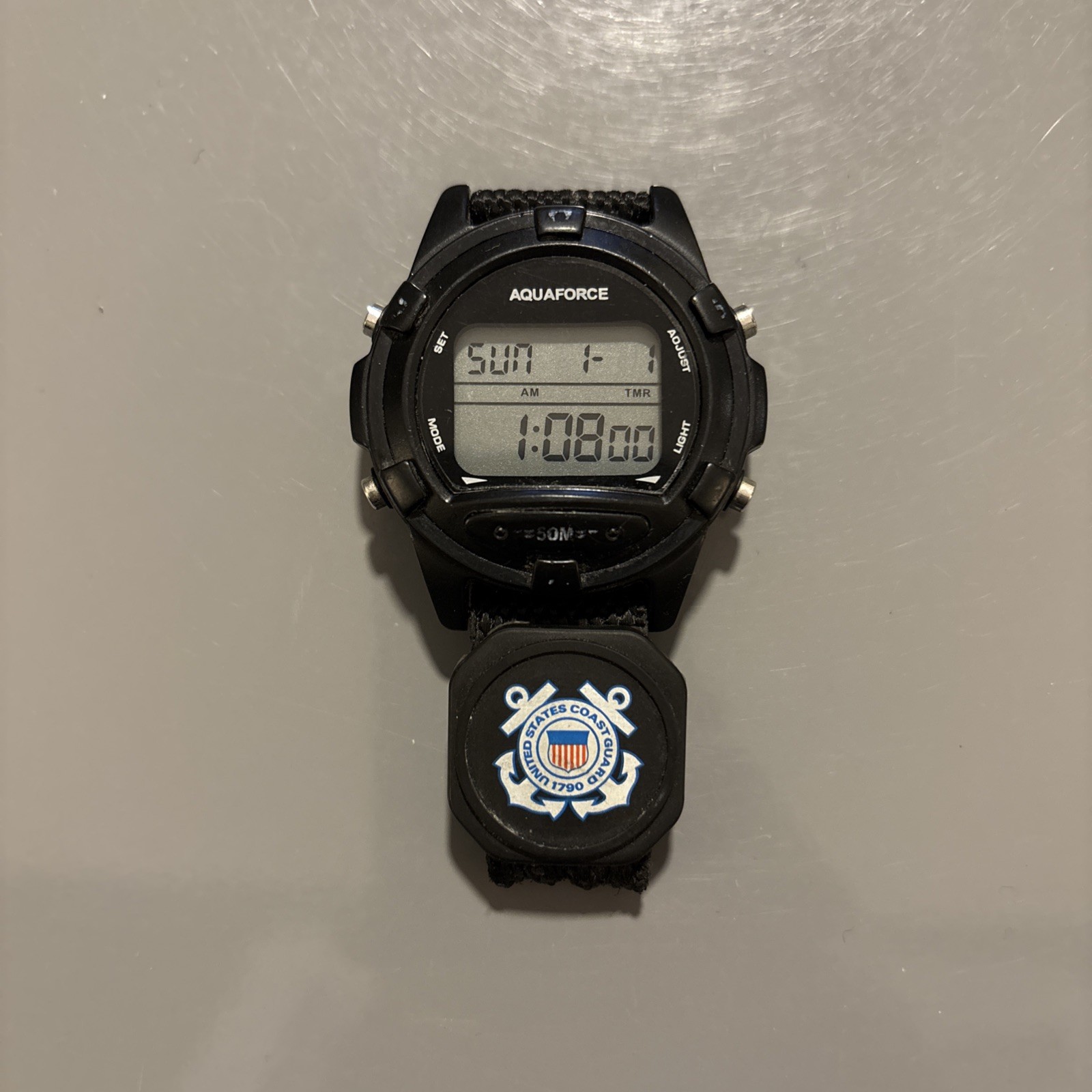 AQUAFORCE Digital Watch United States Coast Guard WR 50m – New Battery Works!