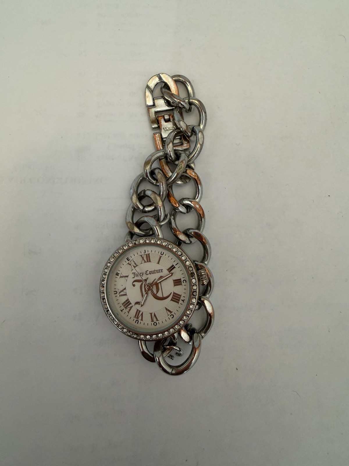 Juicy Couture 30mm Silver Tone Gem Quartz Watch Running B16