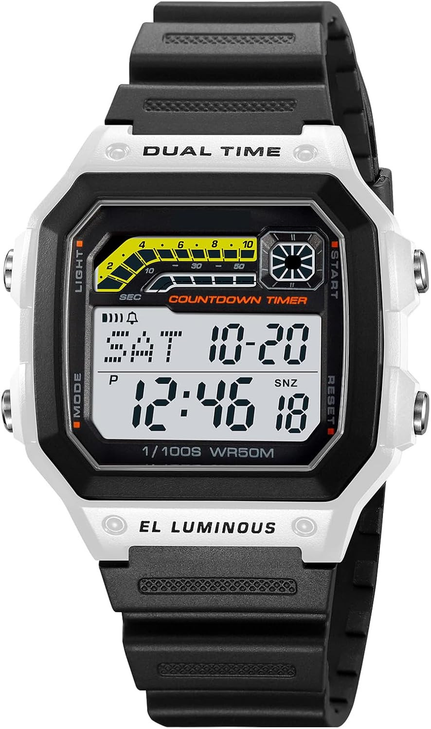 Men’S Digital Multi-Function Watches Dual Time Alarm Stopwatch Countdown Backlig