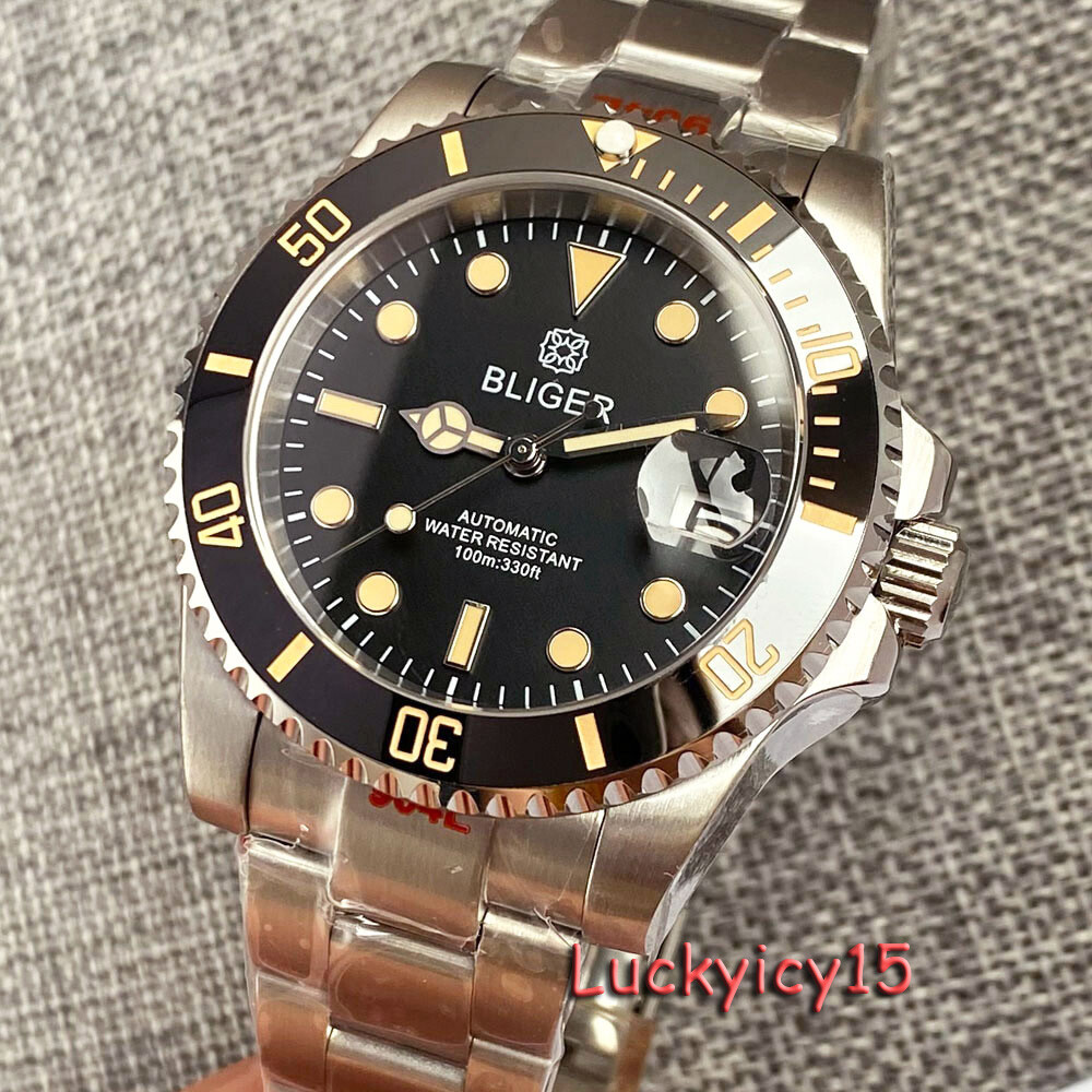 Bliger 40mm New Japan NH35A Unidirectional rotation Creamic bezel Men’s watch