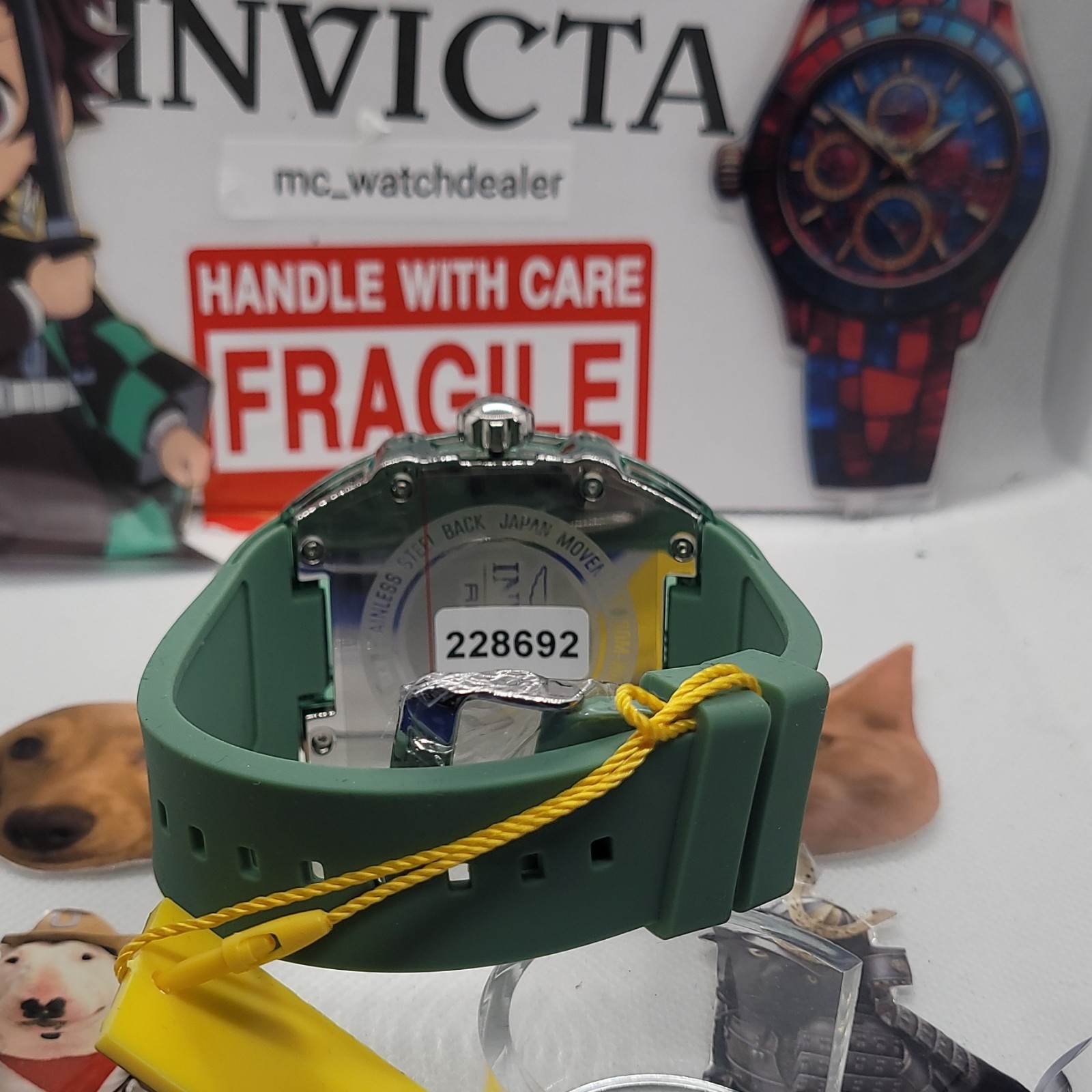 321 Invicta S1 Racing Cyclone transparent basel green silicone band