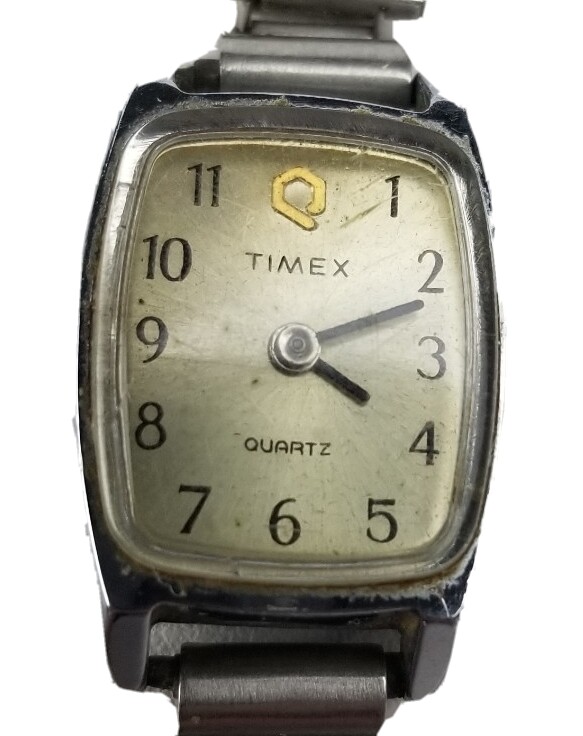 Vintage 70’s/80s TIMEX Silver Tone Womens Hand Wind Watch PHILIPPINES White Dial
