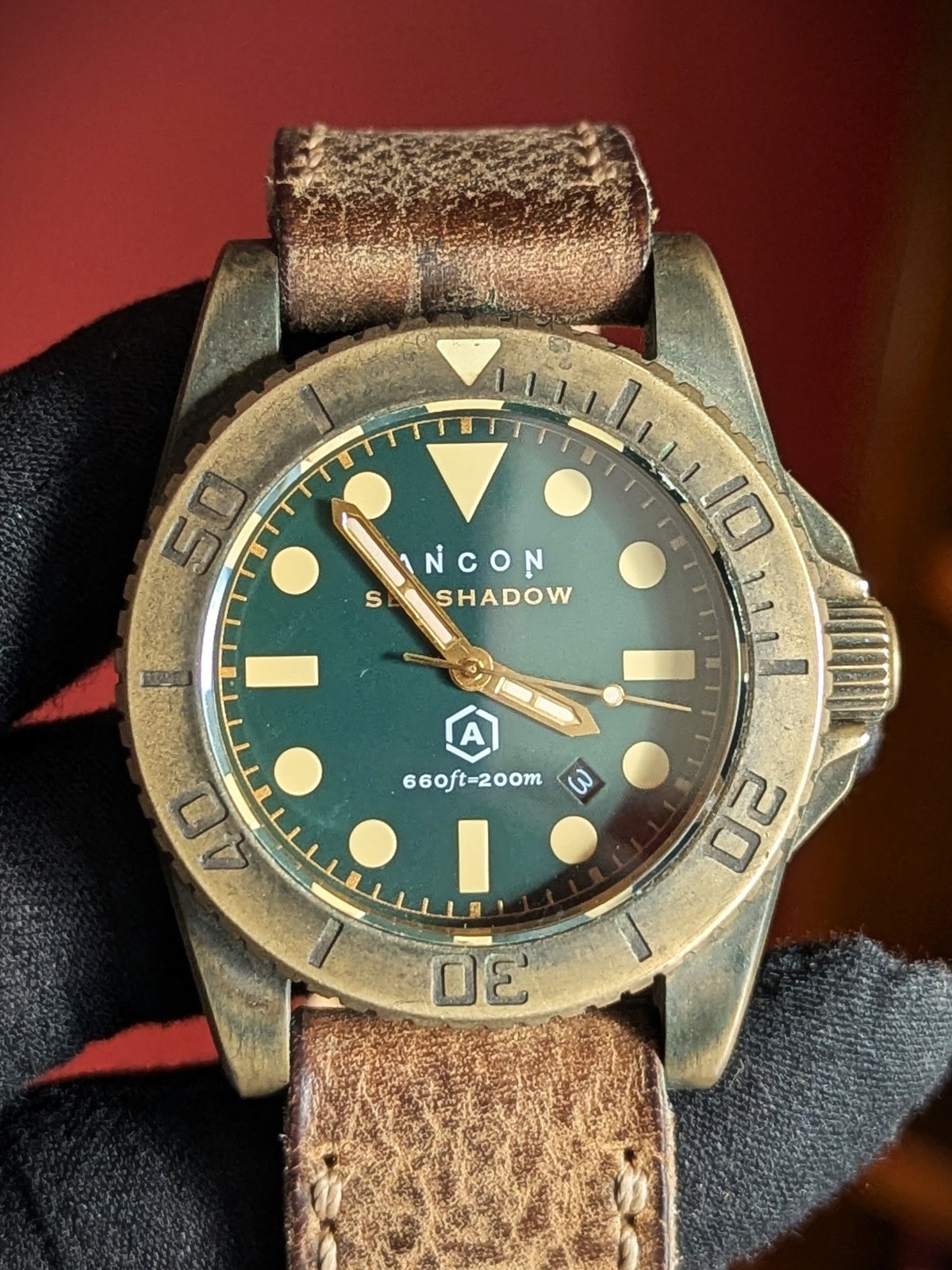 ANCON SEA SHADOW BRONZE Automatic Movt Matte Green Dial SAPHIRE CRYSTAL 200M