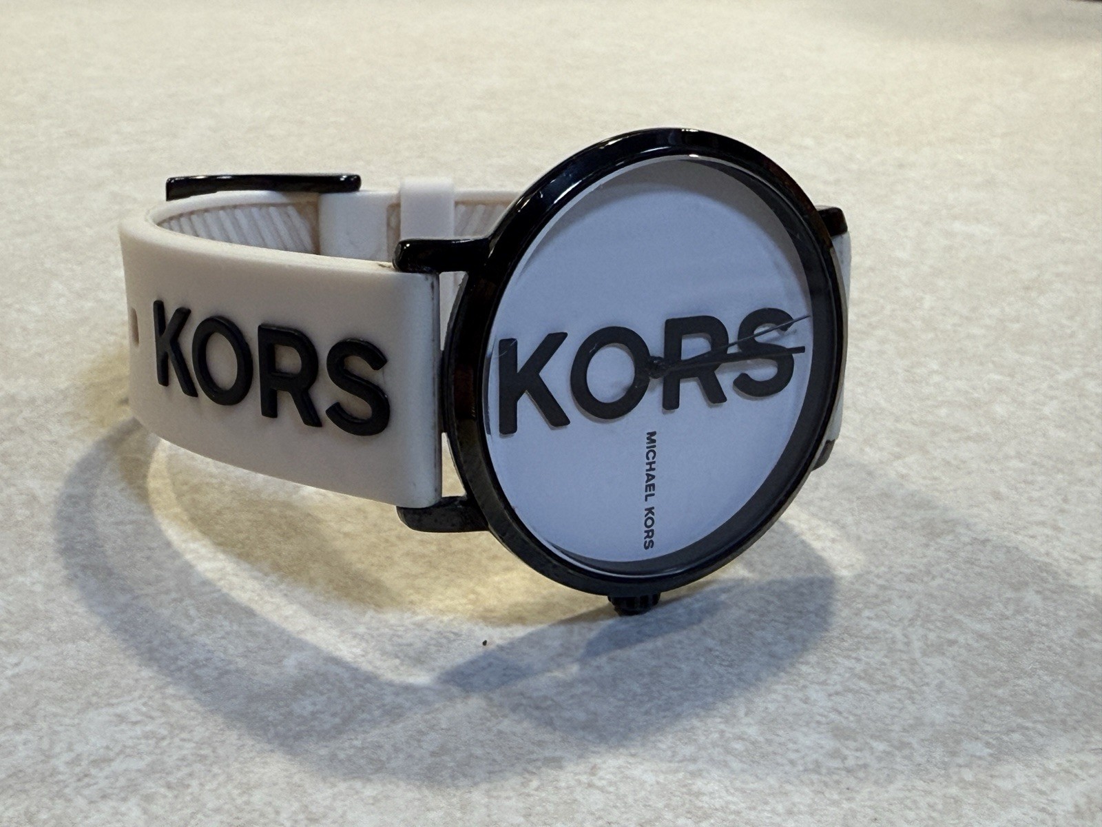 Michael Kors Charley White/Black Logo Silicone Watch MK2829 Japan Movement