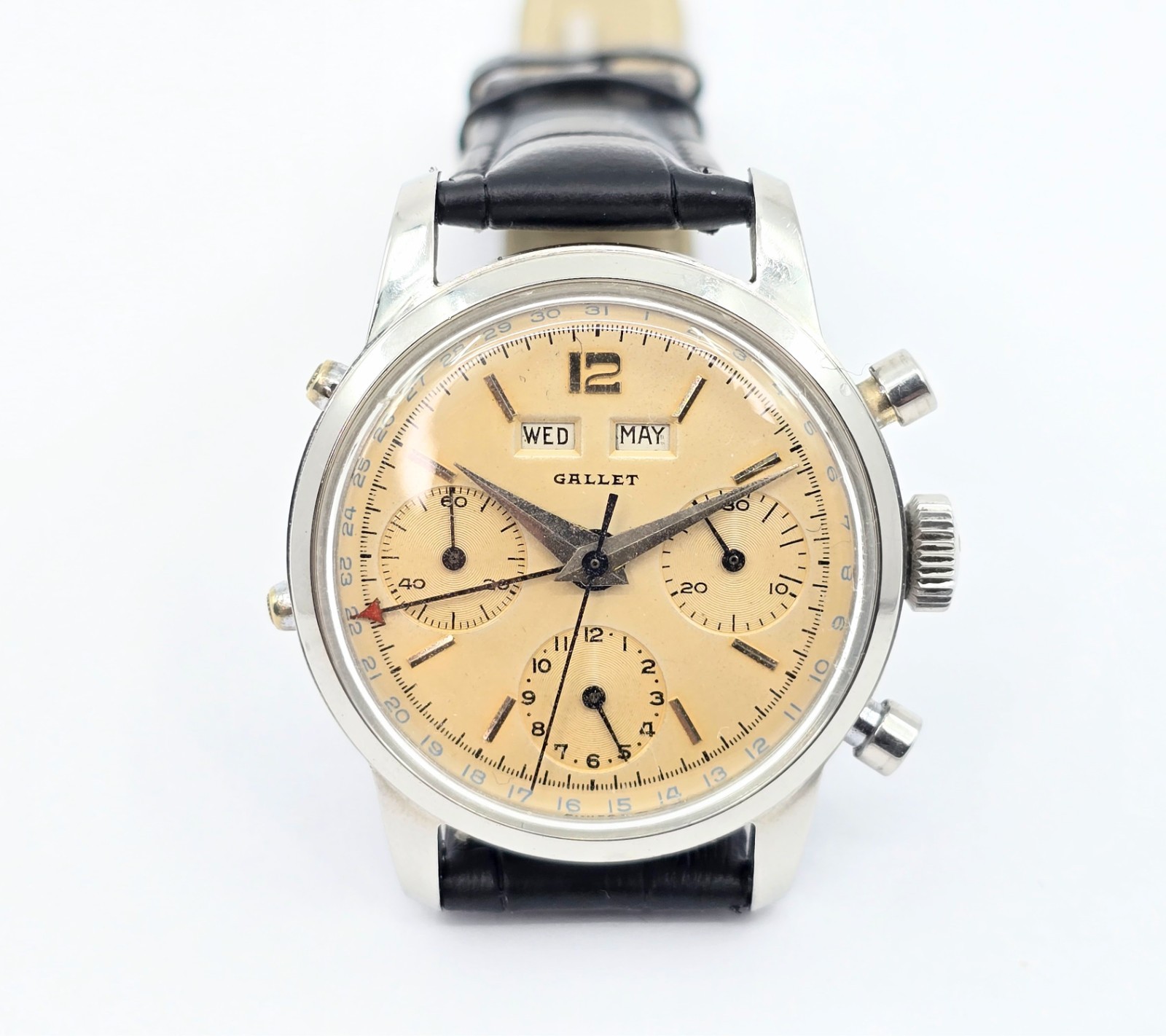 Vintage Gallet Multichron Calendar Chronograph Valjoux 72C Triple Date Ref 998