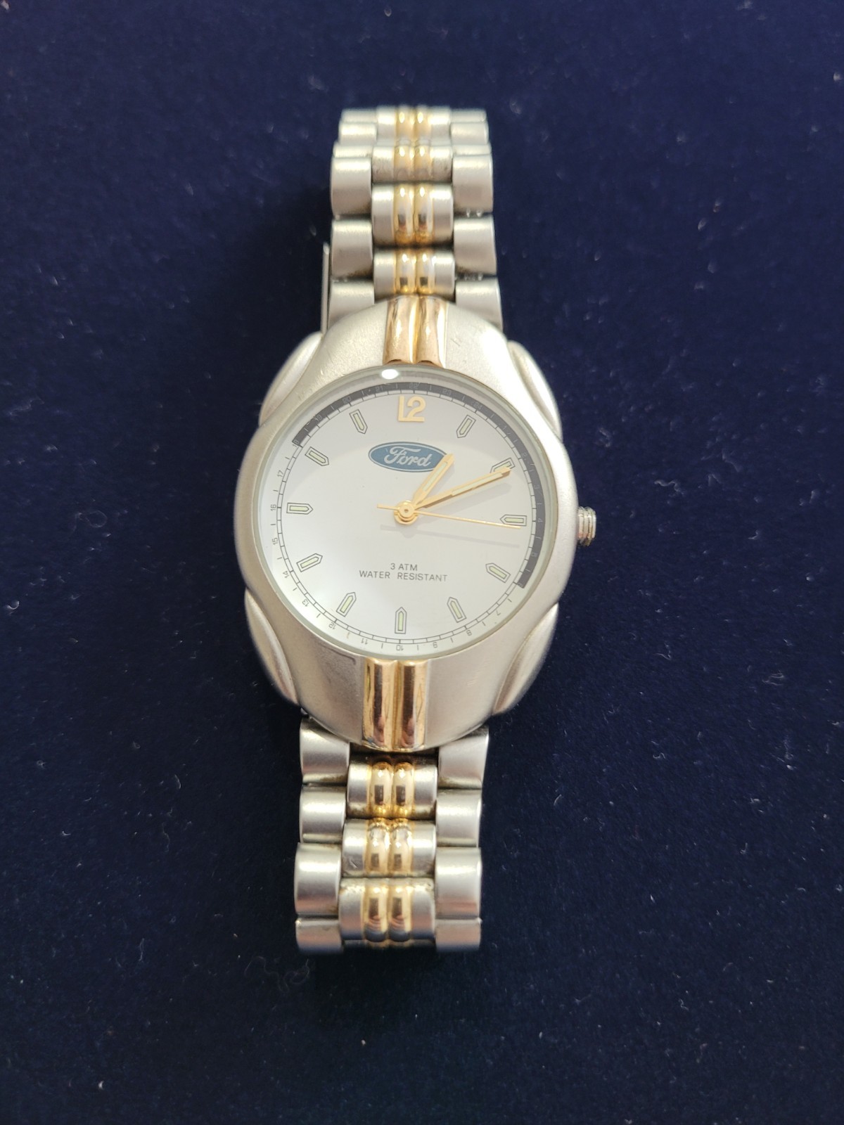 Vintage Ford Motor Company Mens Watch; Two Tone Gold Tone/Silver Tone,…