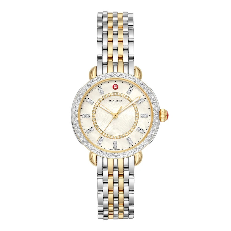 Michele Sidney Classic Two-Tone MOP Diamond Dial Ladies Watch MWW30B000002