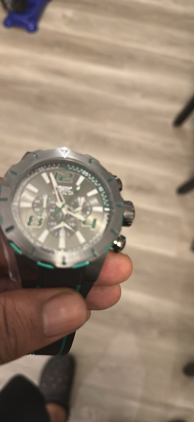 Invicta Men’s Quartz Chronograph Gray/Green Dial Black SS 52mm+ 100m w/ Box