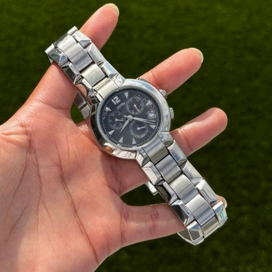 Concord Lascalla Men’s Chronograph Watch 38mm Black Dial Silver Steel