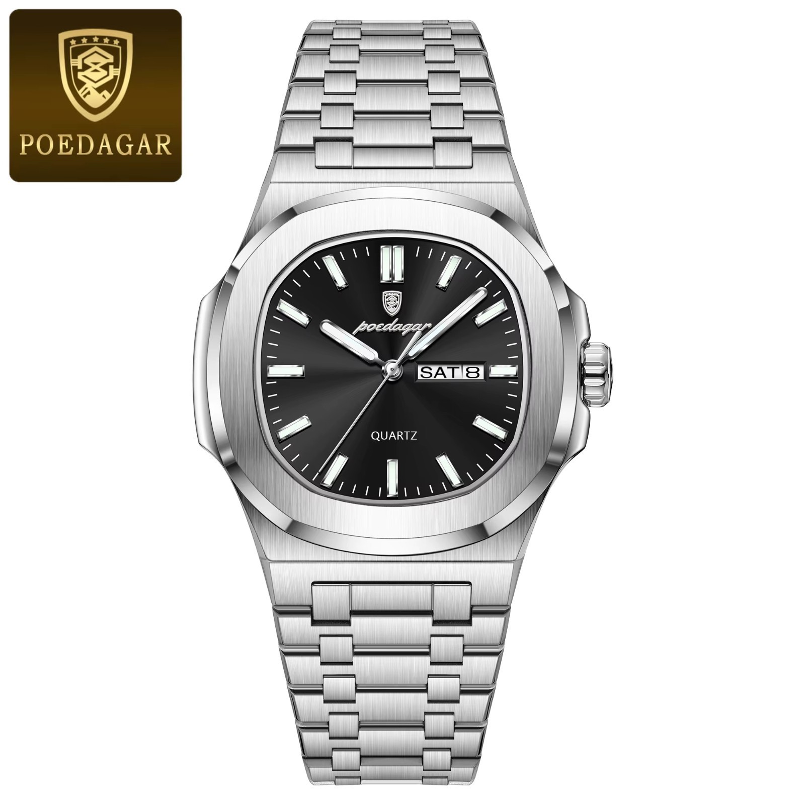 42MM POEDAGAR Men’s Quartz Luxury Watch 30M Waterproof Stainless Luminous NEW
