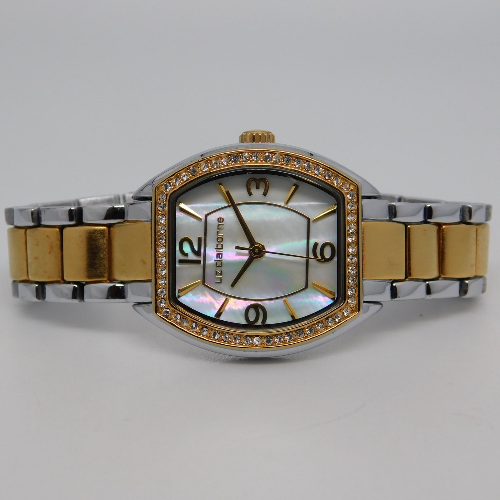 Liz Claiborne Mother-of-Pearl Dial Quartz Women’s Watch Sz. 6″ New Battery
