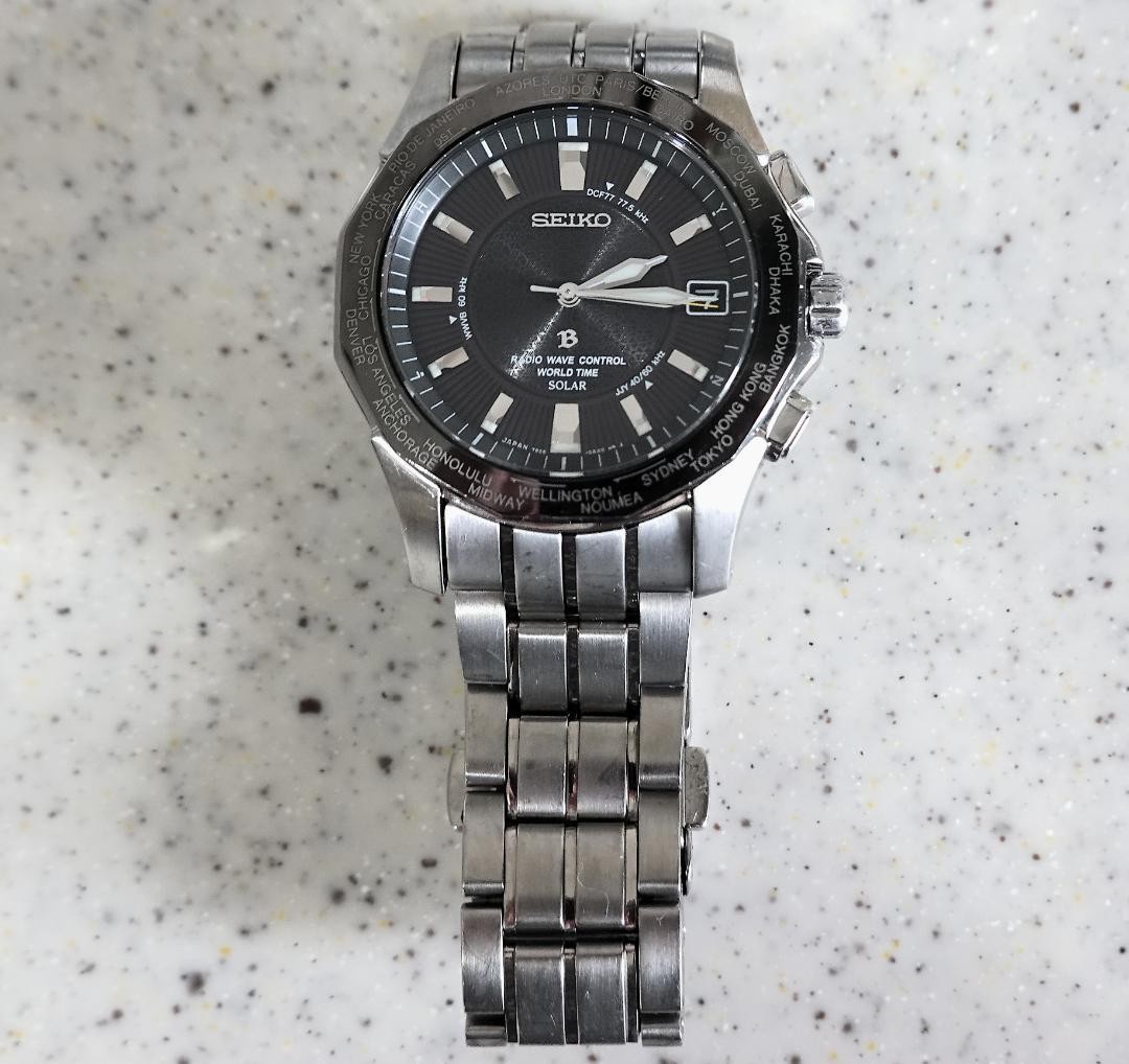 SEIKO Brightz 7B25-0AA0 Radio Solar World Time Watch