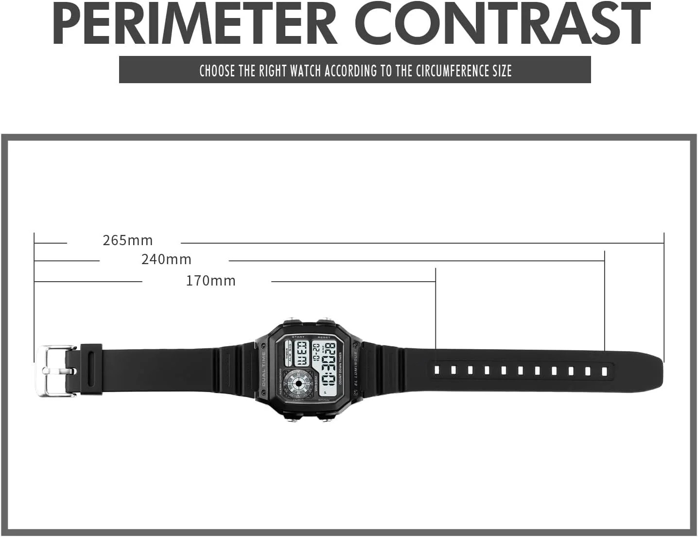 Men’S Digital Multi-Function Watches Dual Time Alarm Stopwatch Countdown Backlig