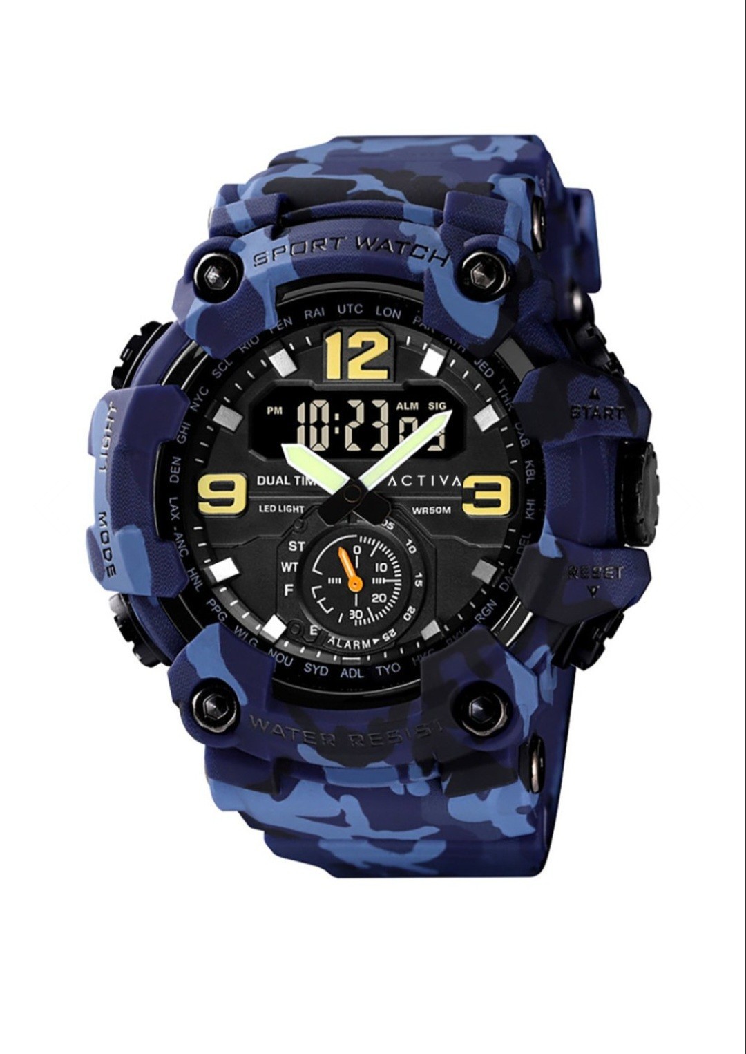 Activa Black Ops Digital 56 mm Watch Camouflage Blue ACW1637-003