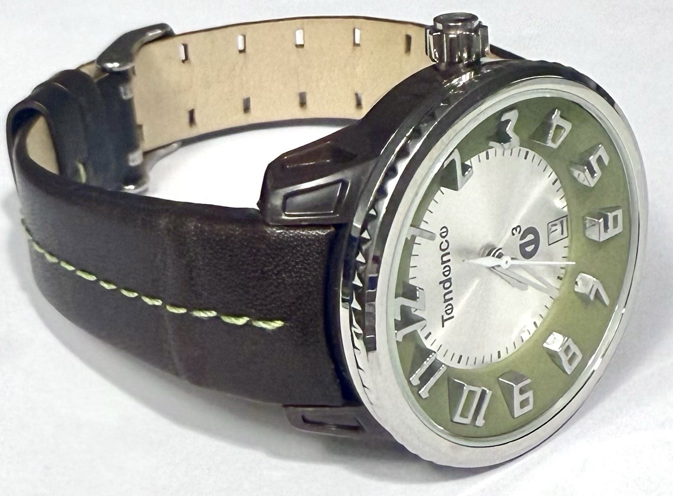 41mm Medium GULLiVER | 3D Silvertone Hours | Green Outer Rim | TENDENCE e3 Watch