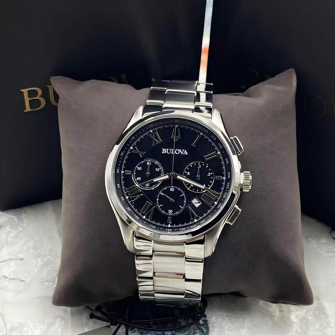 Bulova 96B288 Men’s Wilton Watch Black Dial Men’s Quartz Chronograph Watch 46 mm