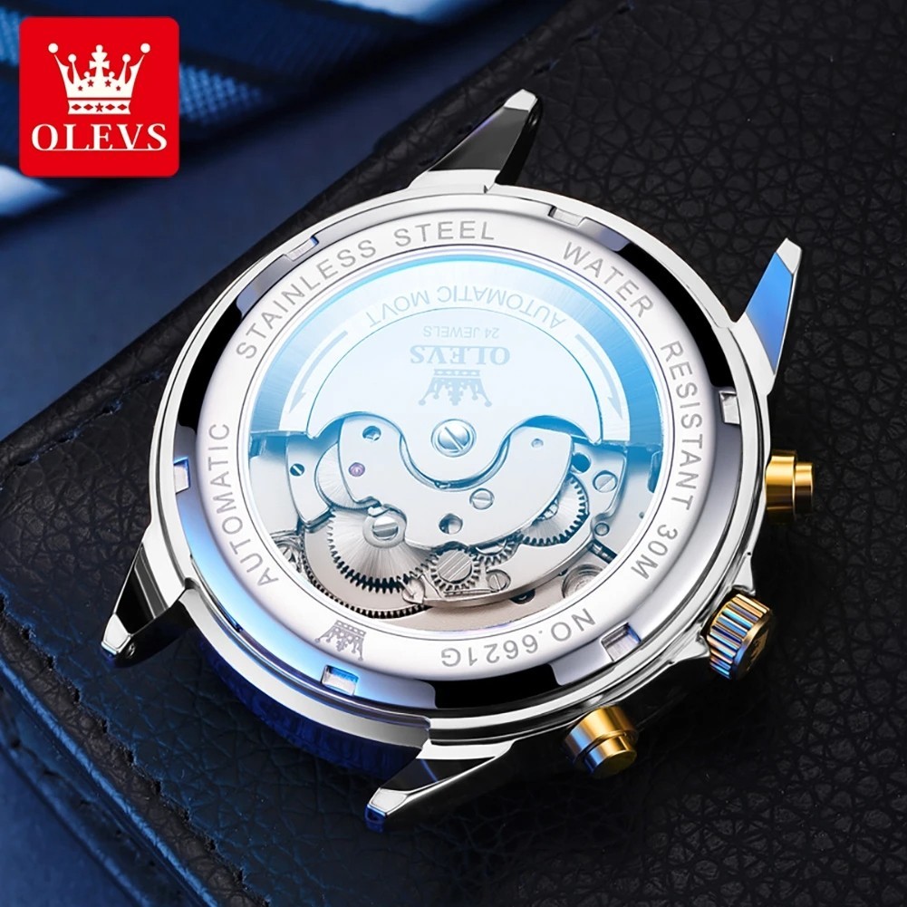Automatic Mechanical Waterproof Watch Moon Phase Luxury Dial Men Men’s Strap