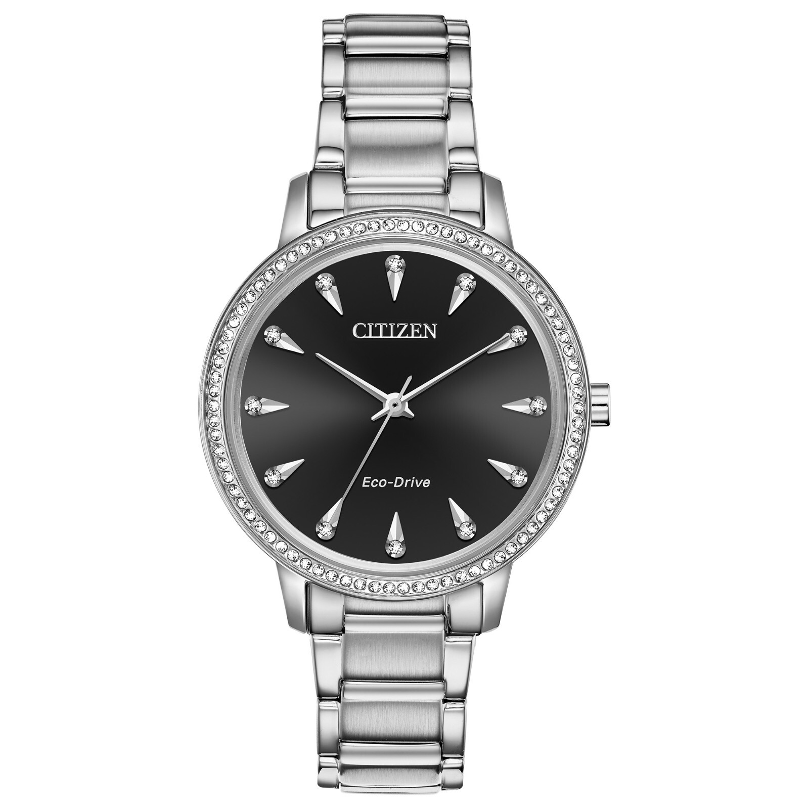 Citizen Women’s Crystal Eco-Drive Ring Gemmed Silver Watch 36 MM FE7040-53E