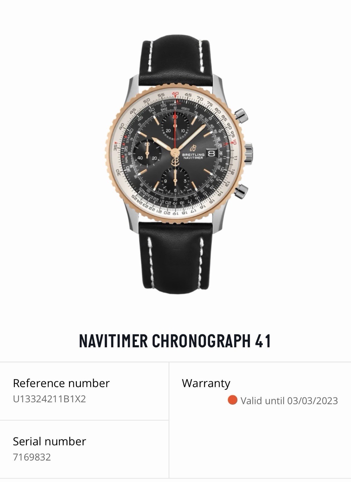 Breitling Navitimer Chronograph 41mm Rose Gold/Stainless REF: U13324211B1X2