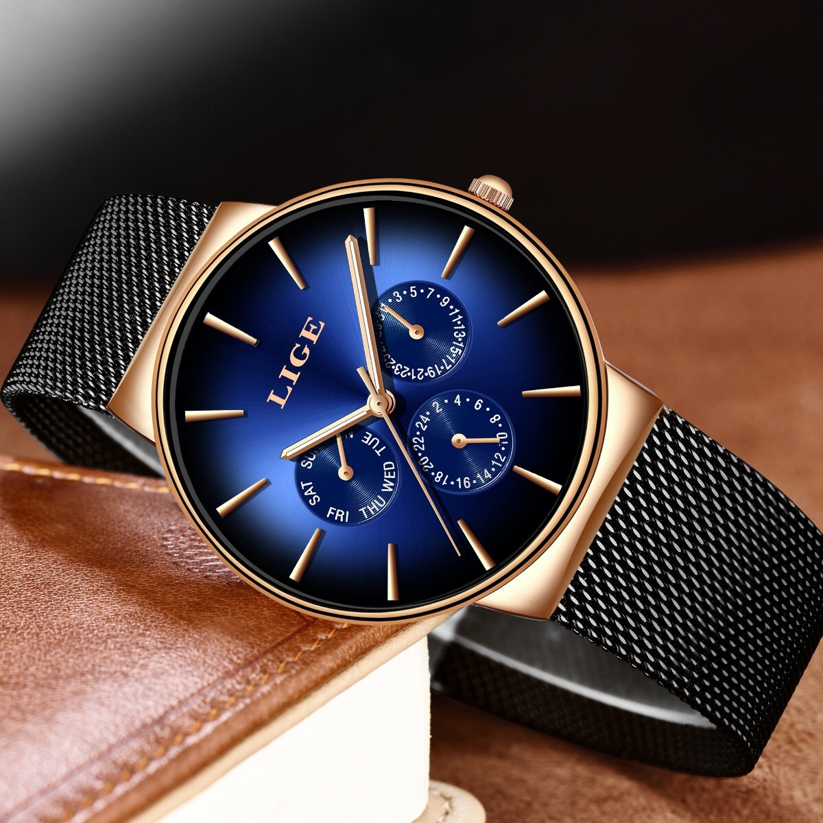 Men’s Luxury Watch Quartz Ultra-thin Date Stainless Steel Waterproof Wristwatch