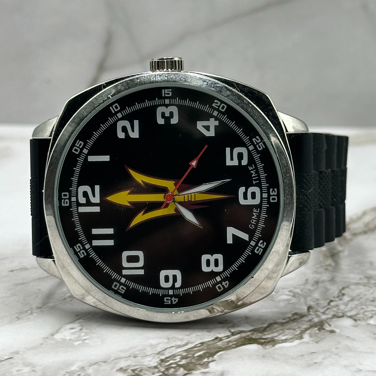 Game Time Arizona State Sun Devils Watch Men Silver Tone 50MM Round Dial Works