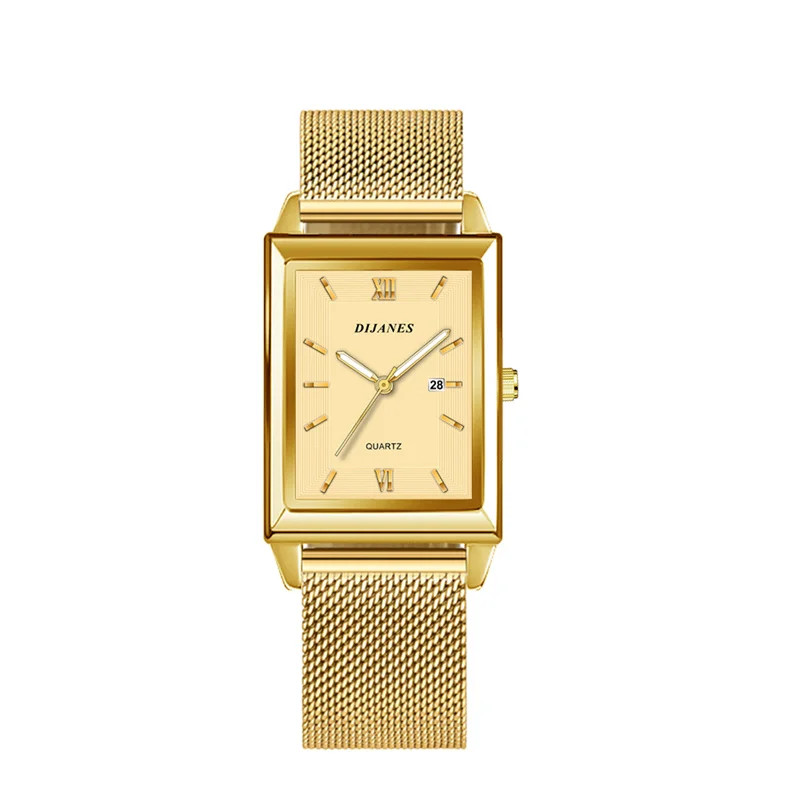 Men’s Luxury Quartz Watch with Leather and Stainless Steel Mesh Band