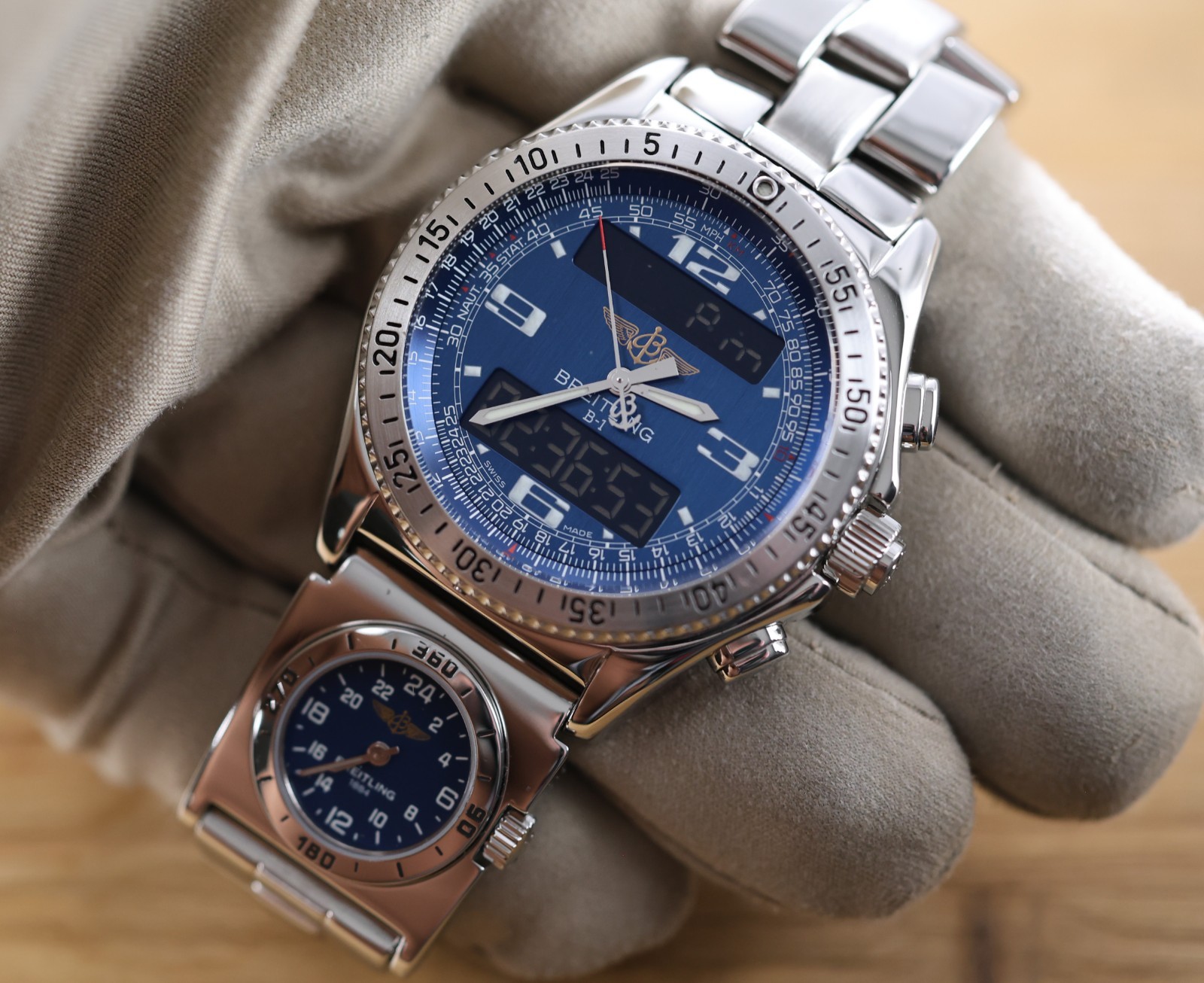 Breitling B-1 A68362 Blue Dial SuperQuartz w/ UTC Module Pilot Bracelet