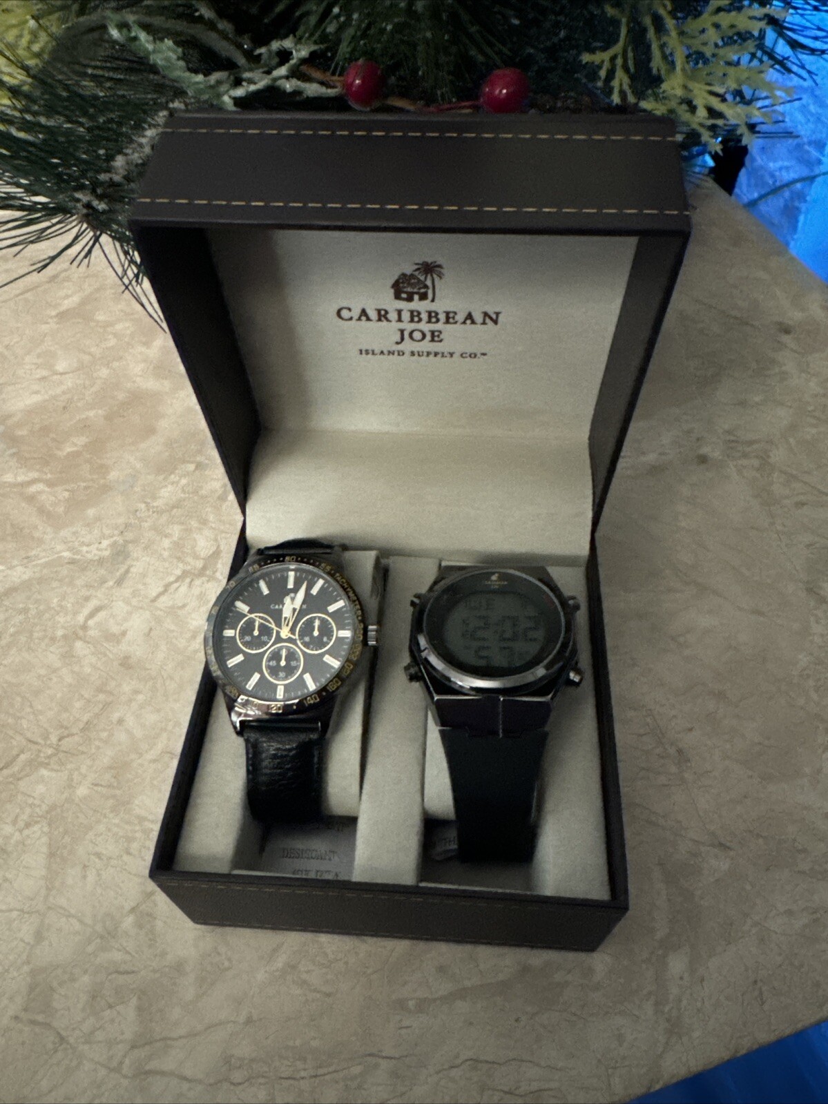 Caribbean Joe Dark Gray Wristwatch with Black Leather Band
