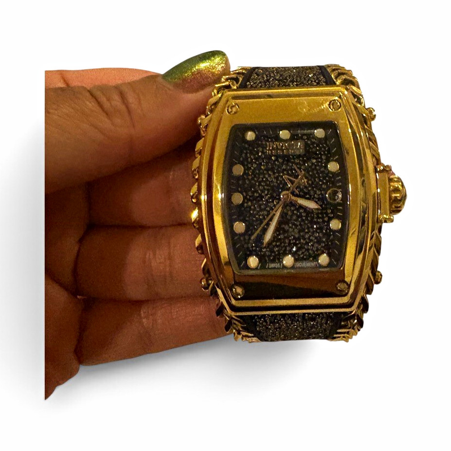 Invicta Reserve Gladiator 36028 Swiss Quartz Women’s Watch New Black Gold