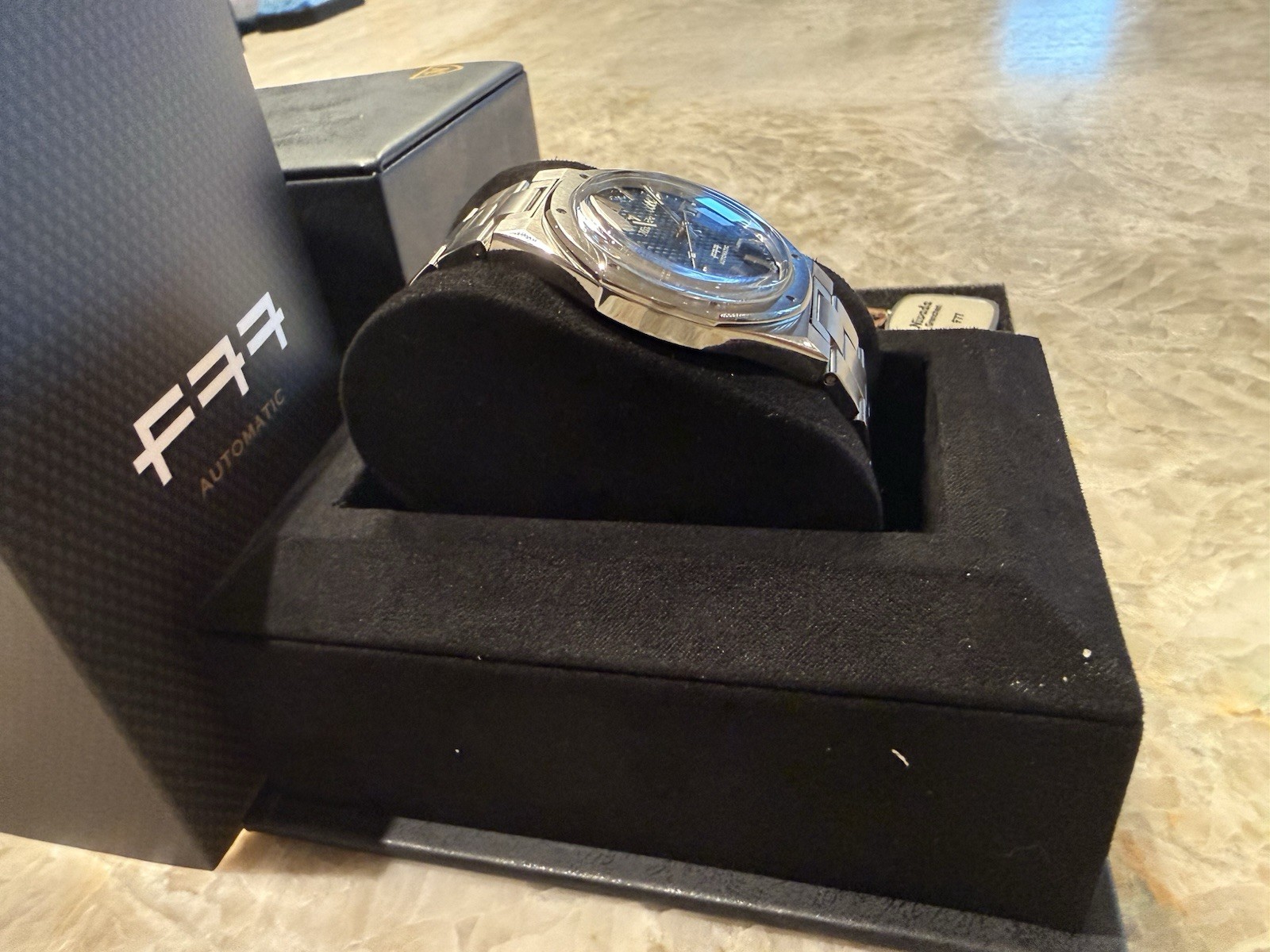 Nivada Grenchen F77 Mk1 #48 Automatic Blue Date Steel Bracelet – *Never Worn*!
