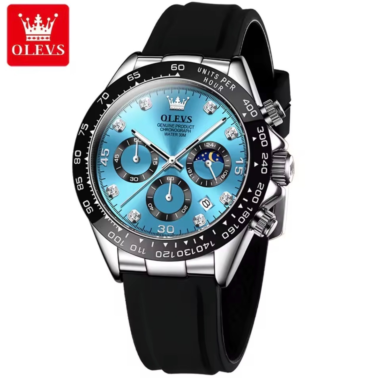 OLEVS Men’s Luxury Quartz Watch Waterproof Luminous Chronograph Date Wristwatch