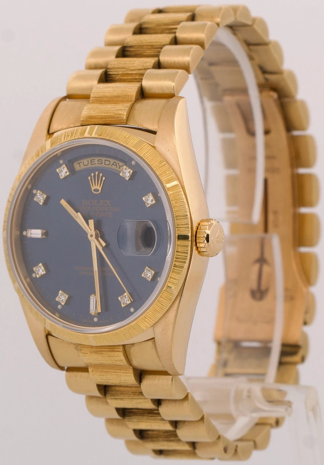 1991 Day-Date President 36mm BLUE DIAMOND 18K Yellow Gold BARK Watch