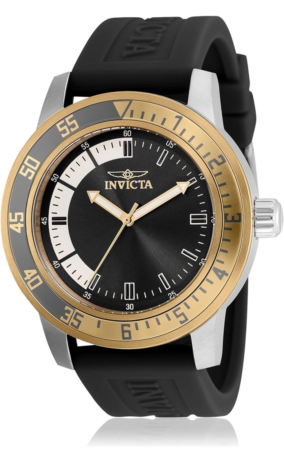 Invicta 45mm Stainless Steel Dial Silicone Strap Quartz Men’s Wristwatch (34097)