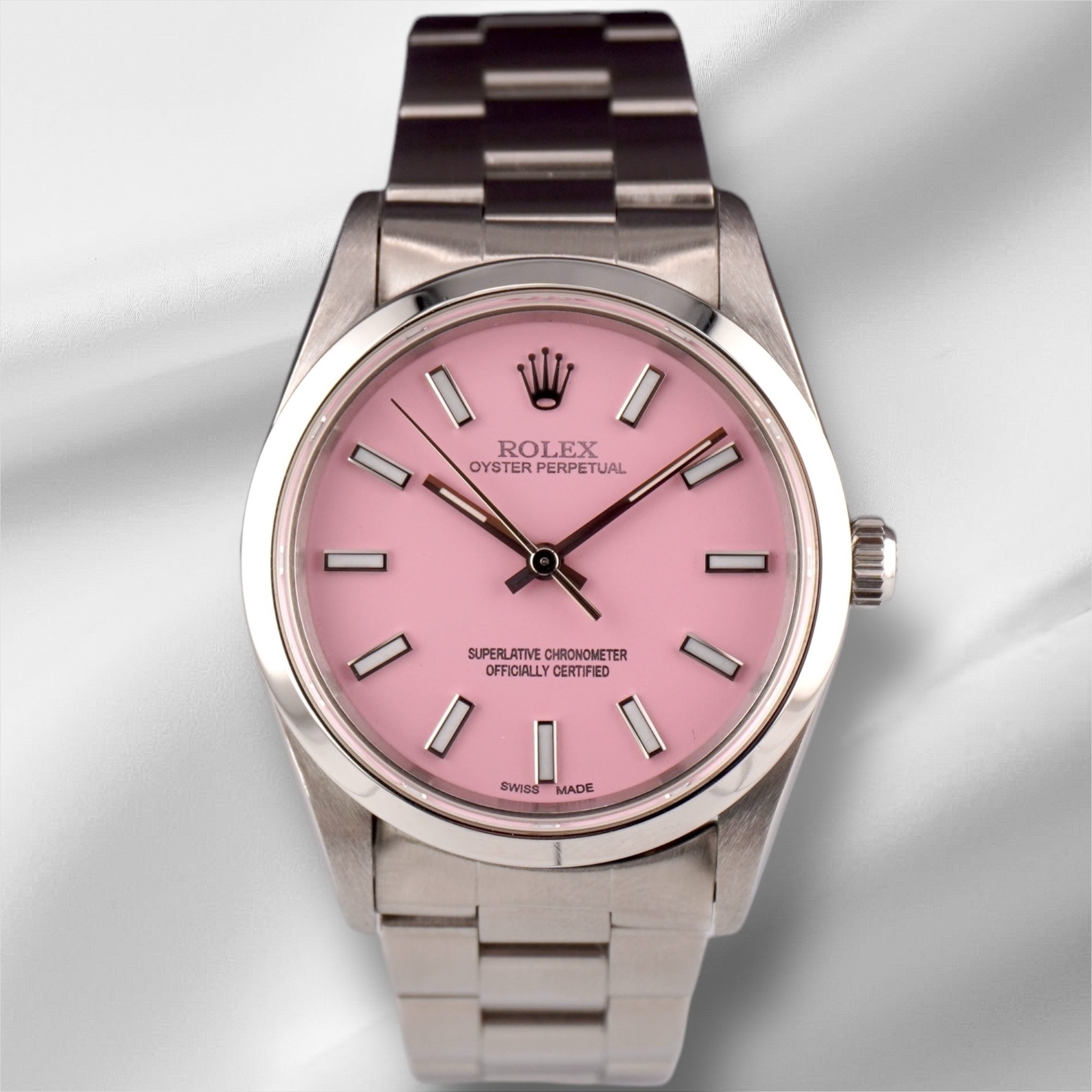 Rolex 34mm Oyster Perpetual PInk Dial Stainless Steel Watch 14010
