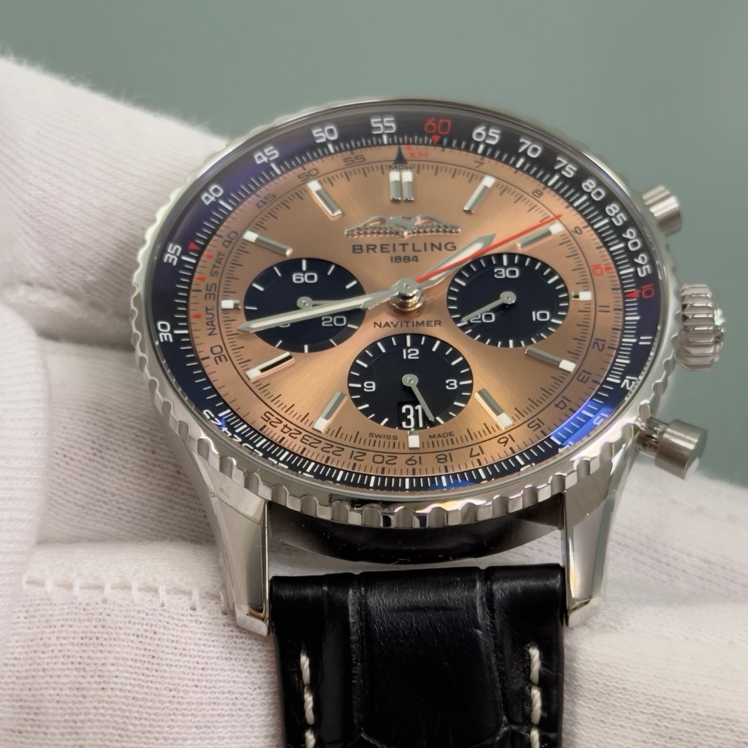 Breitling Navitimer B01 AB0138 43mm Copper Dial Stainless Steel Box Papers