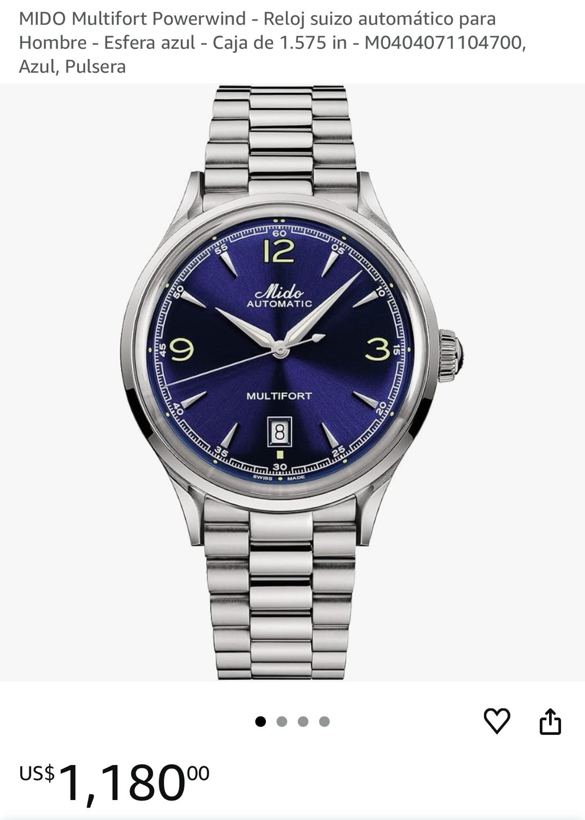 Mido Multifort Automatic Blue Dial 40mm Steel Bracelet Date 100m