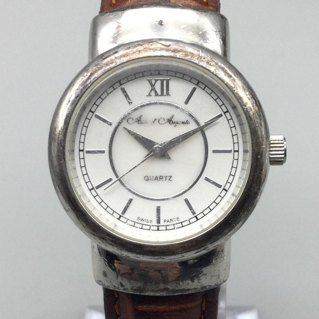 Arte d’ Argento Womens Watch 29mm Sterling Silver Leather Band New Battery