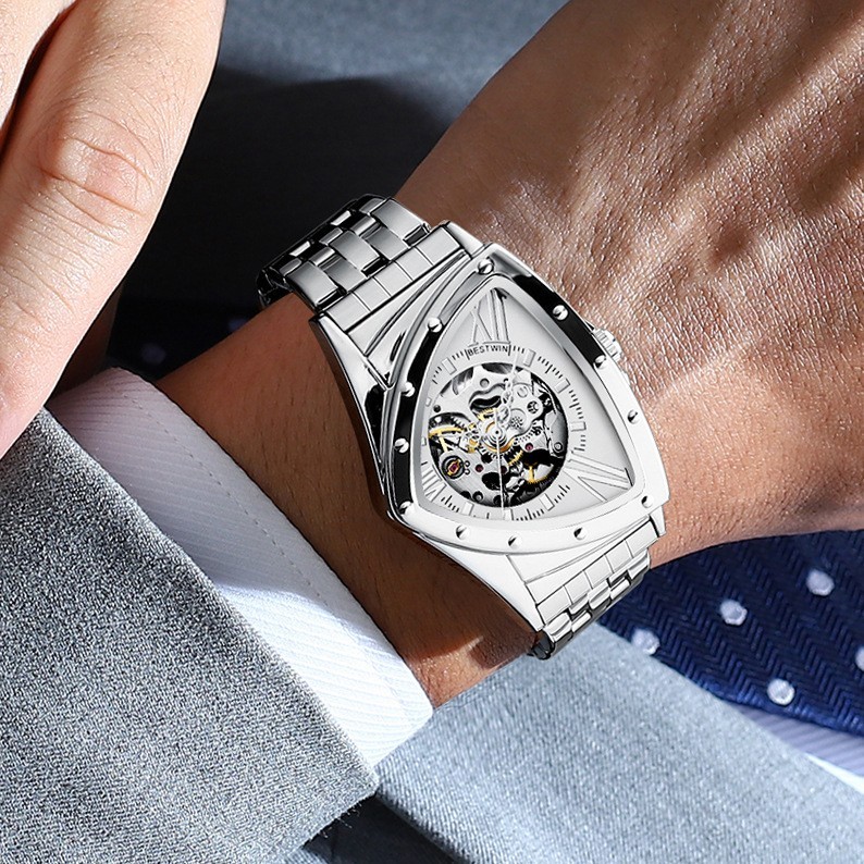 Men’s Triangular Skeleton Watch — Fully Automatic Mechanical, Water-Resi
