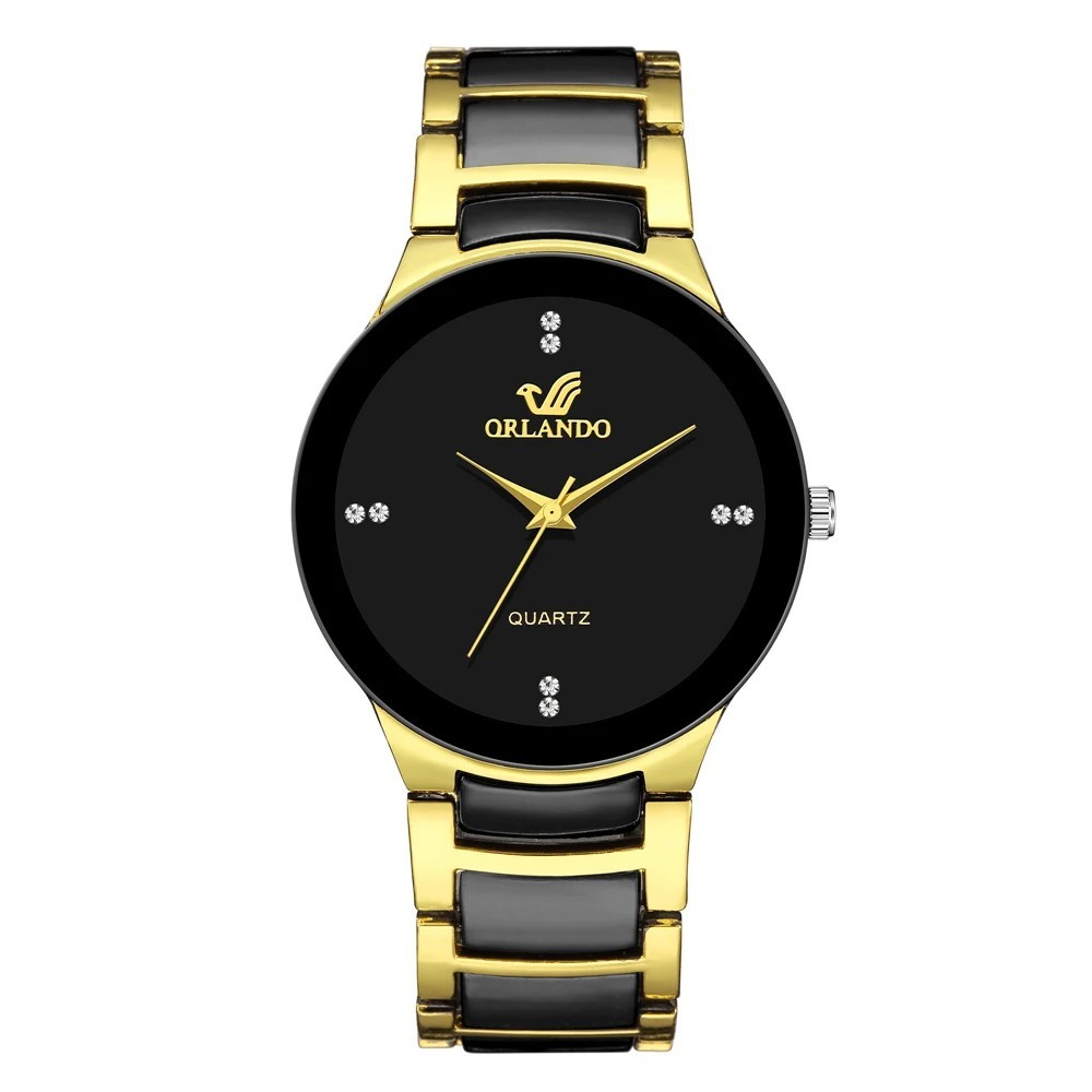 Black Dial Steel Quartz Men’s Business Watch – Numberless Design