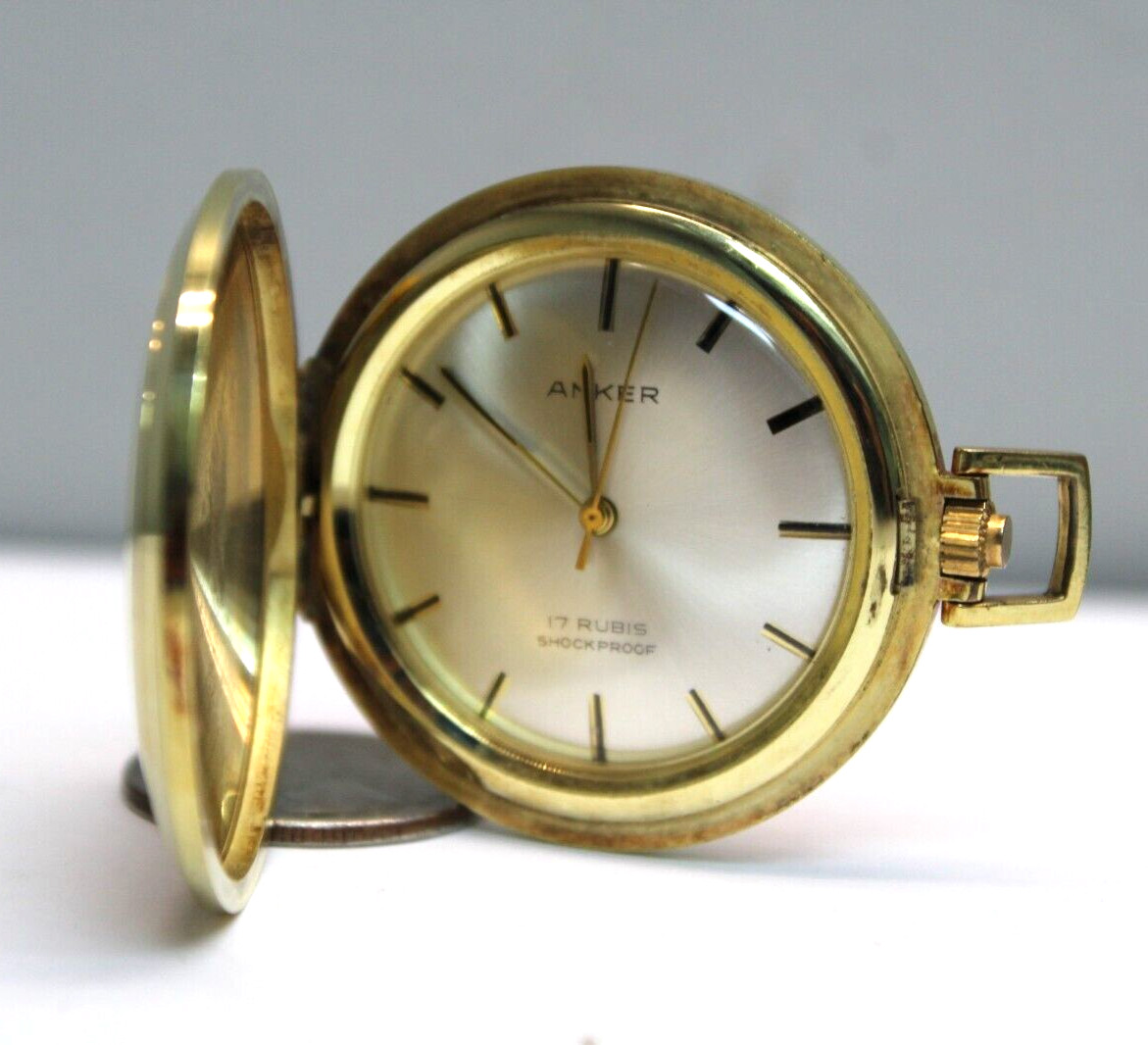 Anchor 17 Ruby ShockProof Yellow Gold Meschanical Pocket Watch Winding