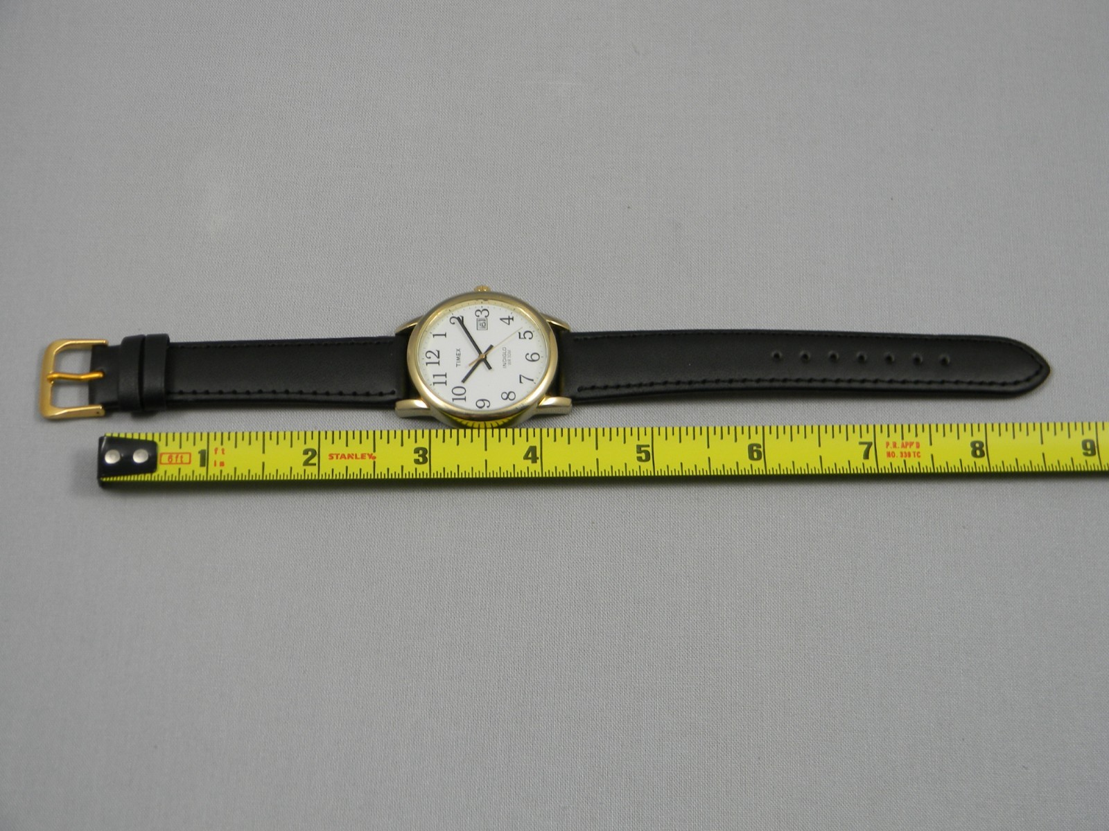 Timex Indiglo Watch Men Easy Reader 35mm Gold Tone Date New Band New Battery