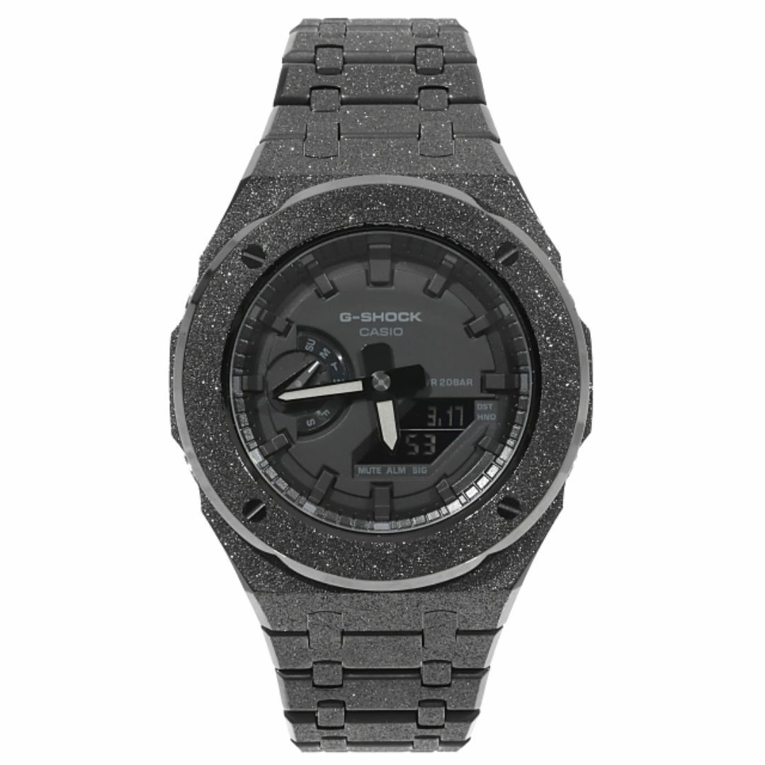 G-Shock GA2100 Frosted Custom Blackout Casioak Stainless Steel Matte Finish Mode